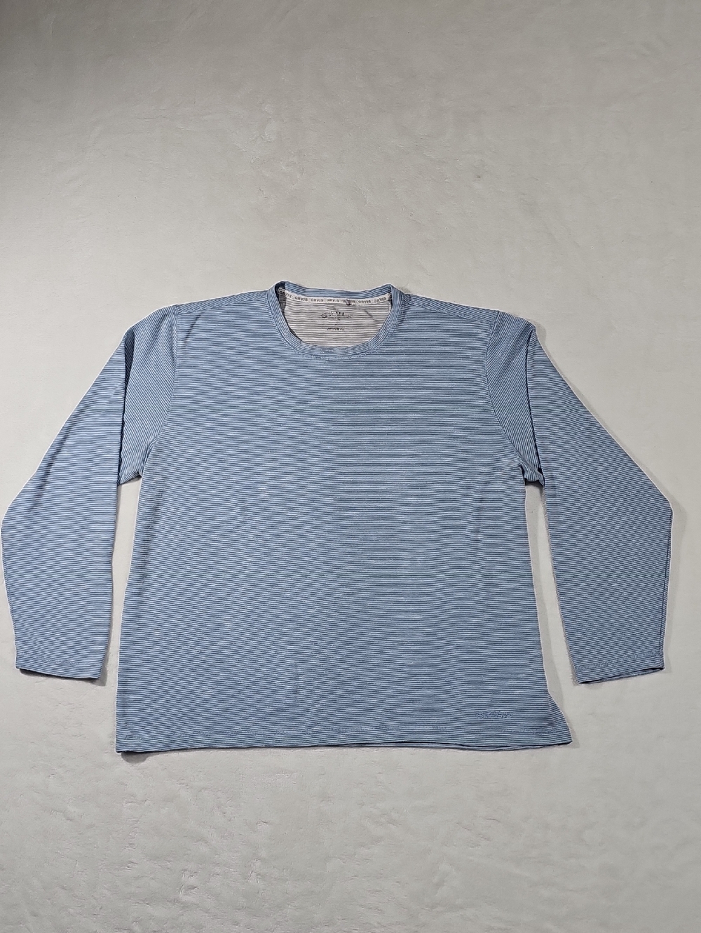 Orvis Light Blue Striped Long Sleeve‎ Tee Lable Not Visable